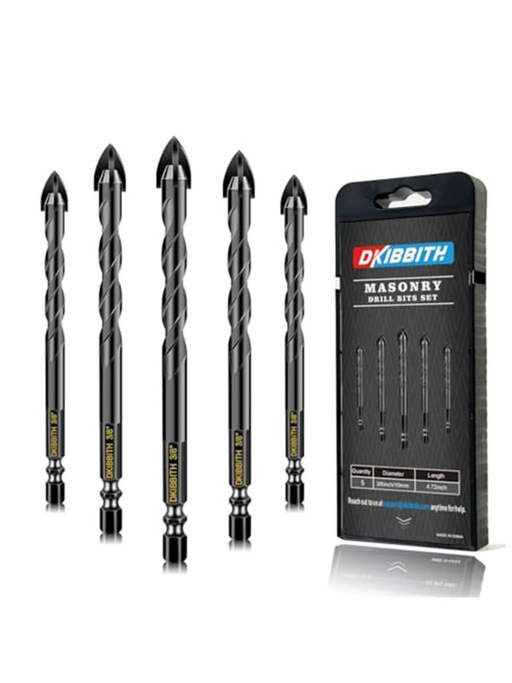 New 5 Pcs 3/8" Masonry Concrete Drill Bit Set for Tile Brick Glass Plastic Wood,